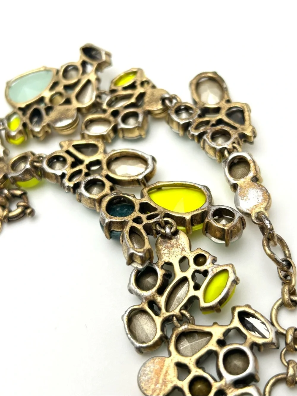 J. Crew Spring Bloom Green Yellow Opalescent Necklace